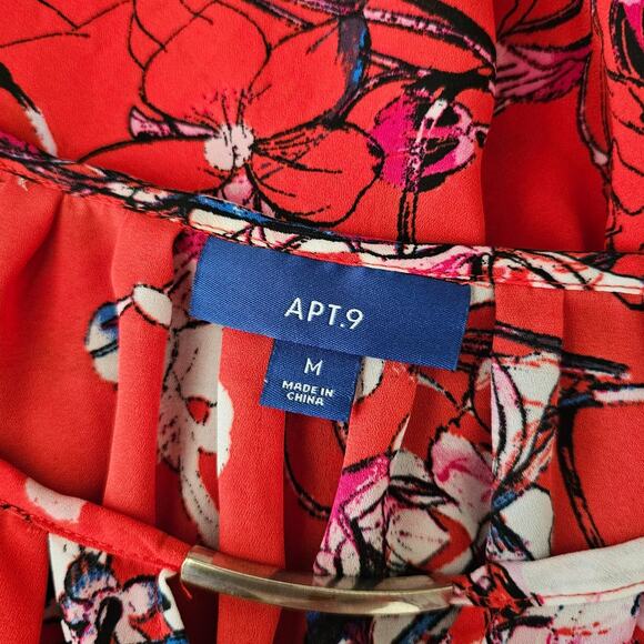 Apt. 9 Red Floral Short Sleeve Blouse - Picture 6 of 6